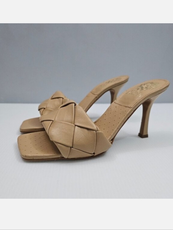 Vince Camuto Shoes - Vince Camuto Brelanie Braided Sandal Womens 8 Tan Woven Leather Mule Heels NEW